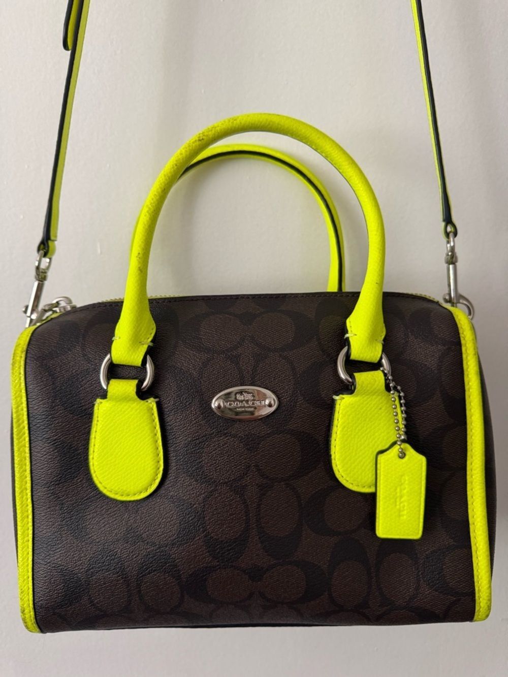 Coach Monogram Cross body with Neon Trim